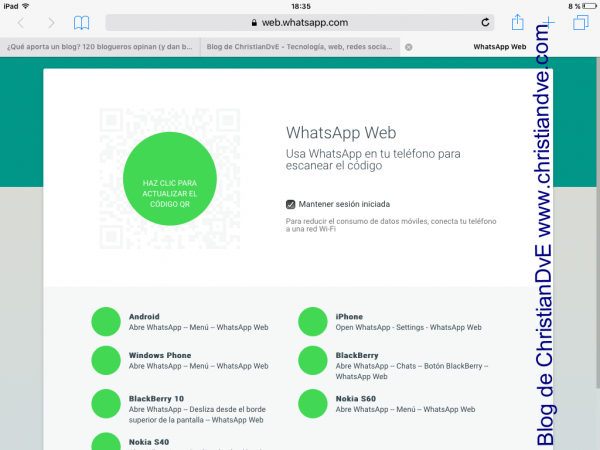 WhatsApp en iPad con WhatsApp web