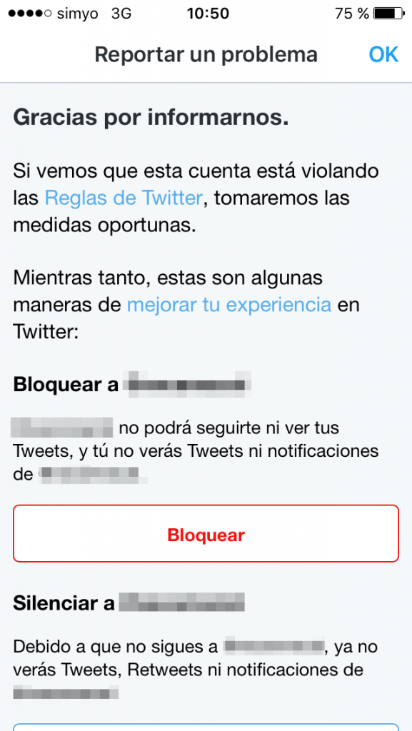 Reportar a Twitter un problema con una cuenta