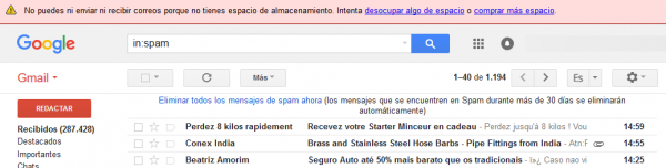 Vaciar spam en Gmail