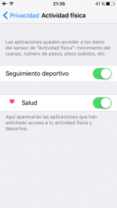 Ajustes de seguimiento deportivo en el iPhone