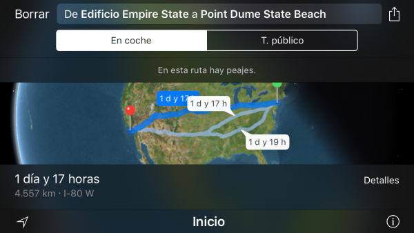 Ruta desde el Empire State Building al destino con Apple Maps