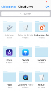 iCloud Drive y botón de "Ubicaciones"