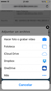 Para subir un fichero directamente desde iOS a la web