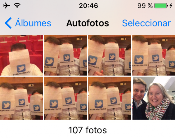 Álbum de autofotos o "selfies" en el iPhone, iPad o iPod touch