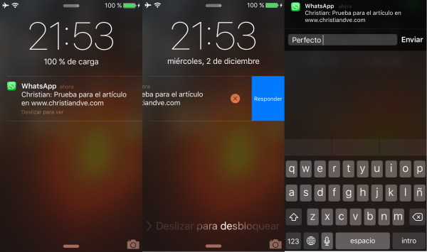 Responder a mensajes de WhatsApp en el centro de notificaciones directamente