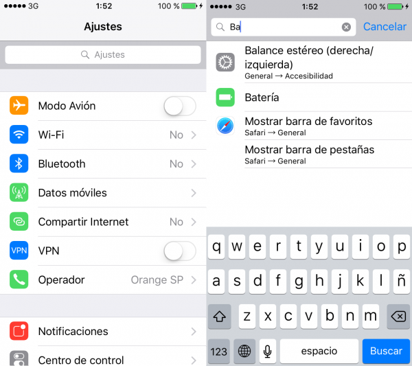 Buscar en los ajustes (iPhone, iPad, iPod)