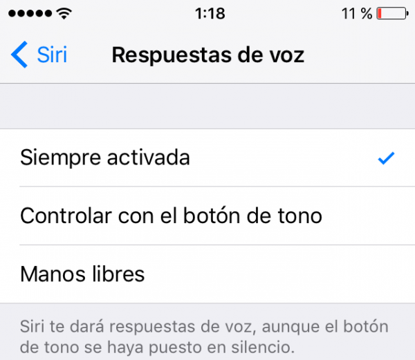 Siri: respuestas de voz