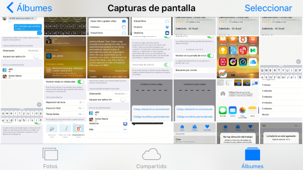 Álbum de capturas de pantalla en el iPhone