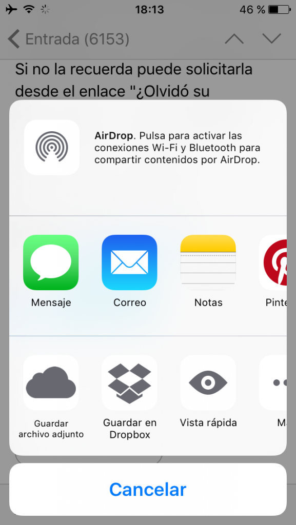 Guardar adjuntos en en iCloud Drive, Dropbox, etc.