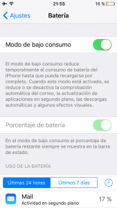 Modo de bajo consumo en el iPhone