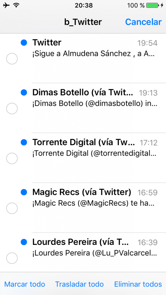 Varias operaciones con los correos en Mail del iPhone