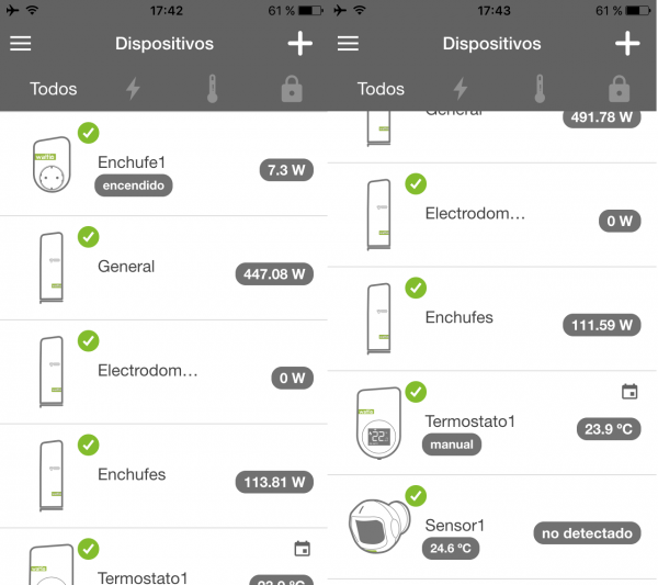 Todos los dispositivos desde la app de Wattio