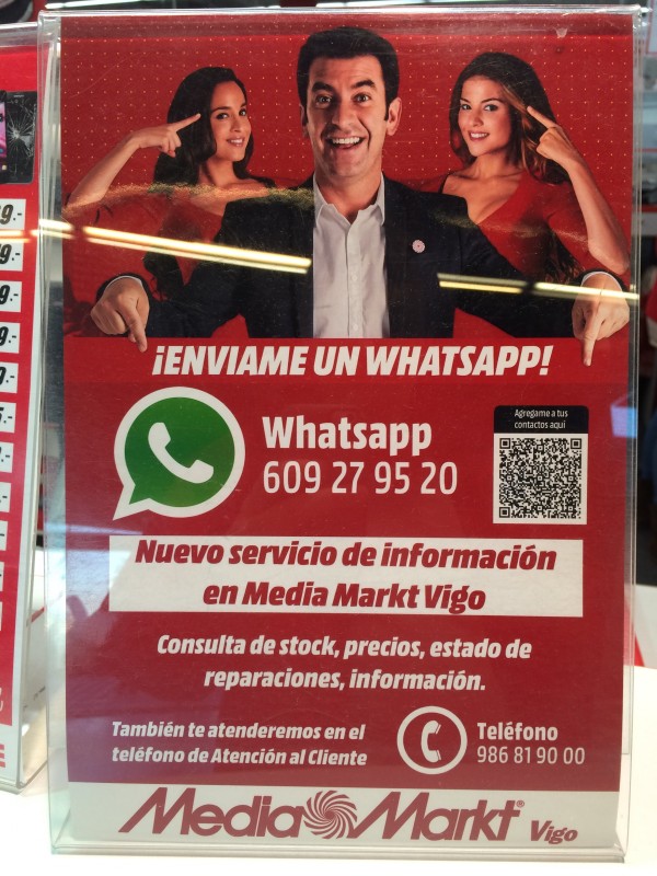 WhatsApp en MediaMarkt Vigo (marzo de 2015)