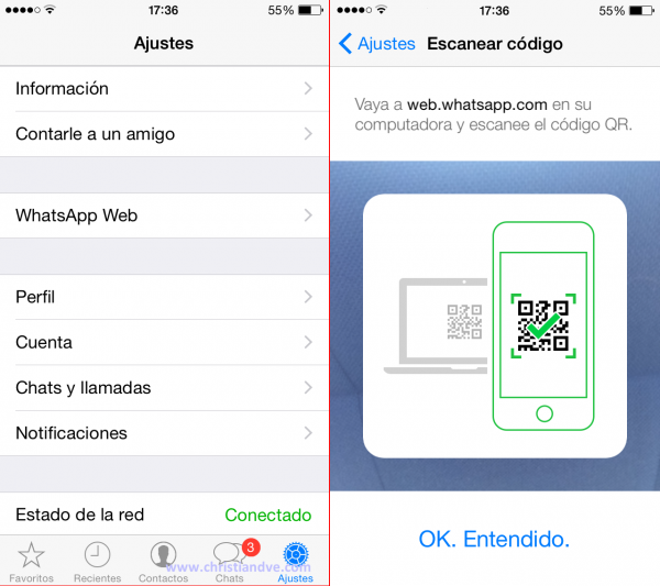 WhatsApp web en el iPhone