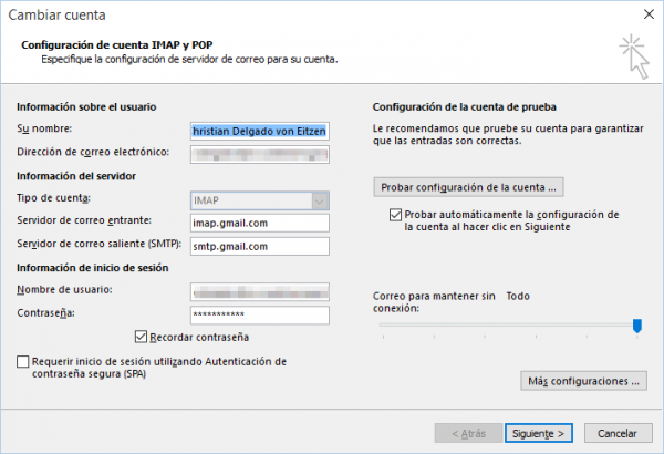 Configurar una cuenta de Gmail o Google Apps en Outlook