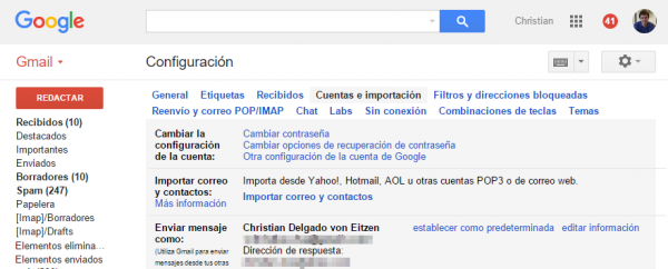 Gmail: cuentas e importación