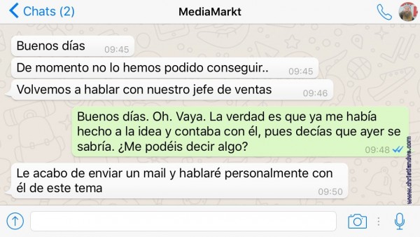 WhatsApp con MediaMarkt