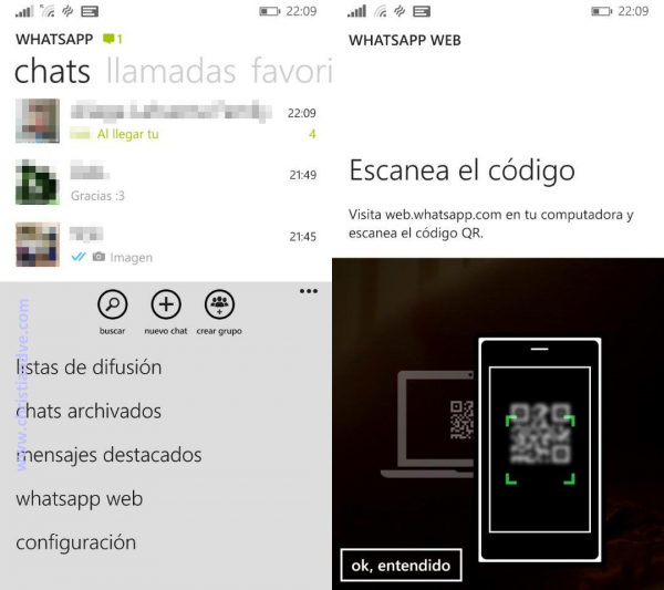 WhatsApp web en Windows Phone