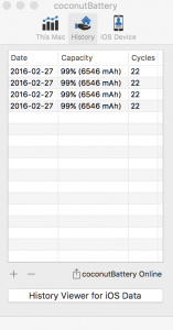 Informe de CoconutBattery - Historial