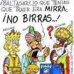 ¡Baltasar! Lo que tenías que traer era mirra, ¡no birras!