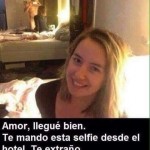 (Ojo a los espejos) Amor, he llegado bien y te mando este selfie