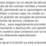 Los que se sacrifican y quieren comer el jamón cuando descubren lo malo que es para la salud por parte de la OMS