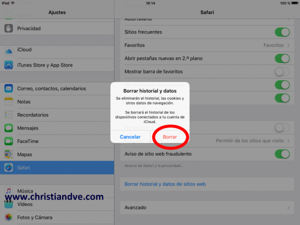 Borrar historial y datos de Safari en el iPhone, iPad o iPod touch