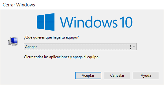 Alt + F4: cerrar programa (o Windows)