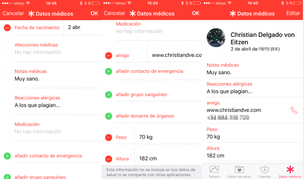 Información médica en el iPhone