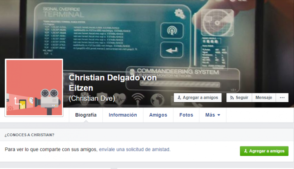 Perfil de Facebook con un vídeo