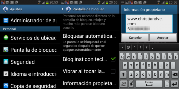 Cómo añadir la información del propietario en Android