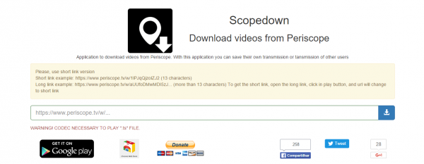 Scopedown: descargar vídeos de Periscope