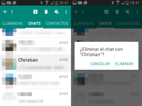 Cómo borrar chats de WhatsApp en Android de un contacto