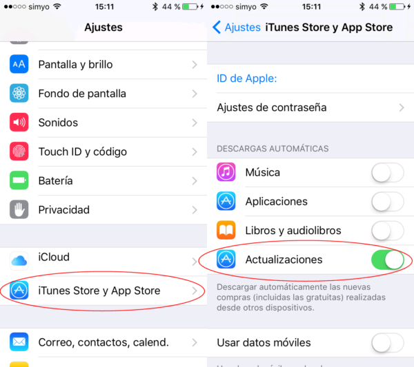 Activar las actualizaciones automáticas en iPhone