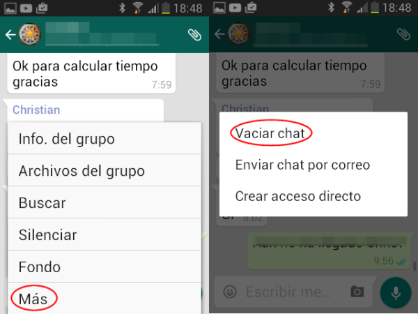 Cómo borrar chats de WhatsApp en Android de un grupo de WhatsApp