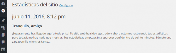 Tranquilo, Amigo ¡Seguramente has llegado aquí a toda prisa! Tu sitio web ha sido registrado y ahora estamos rastreando tus estadísticas, pero todavía no hay nada que mostrar. Tus estadísticas empezarán a aparecer aquí dentro de veinte minutos. Tómate una zarzaparrilla mientras tanto...