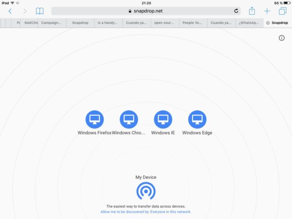 Snapdrop en el iPad