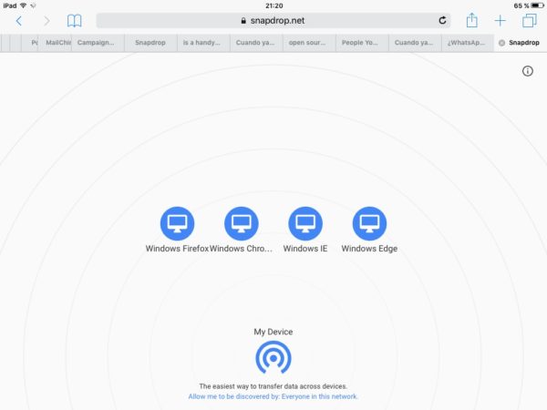 Snapdrop en el iPad