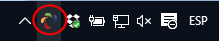 Barra de tareas en Windows con el icono de Ampps
