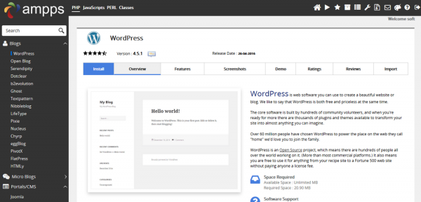 Instalar WordPress en Ampps