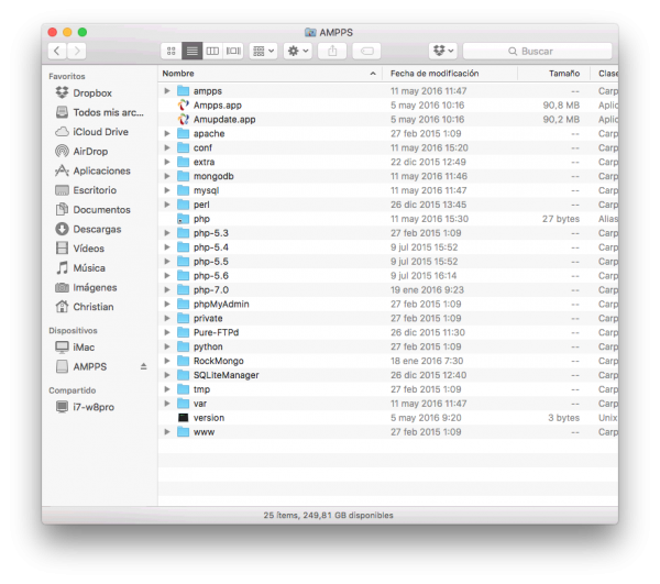 Ejecutar Ampps desde Aplicaciones en macOS (OS X)