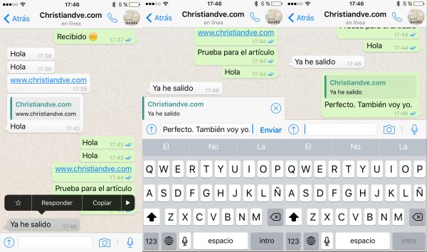 Cómo responder a un mensaje en WhatsApp para iPhone, citando el original