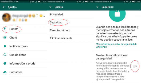 Aviso: cambio del código de seguridad en Android