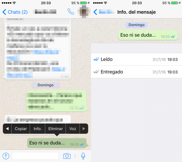 Cómo ver quién ha leído el mensaje de WhatsApp en un chat o en un grupo en iPhone