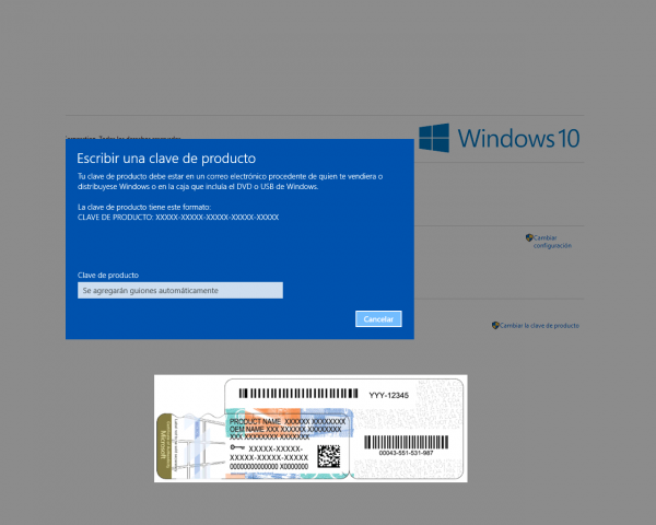 Escribir clave de producto de Windows