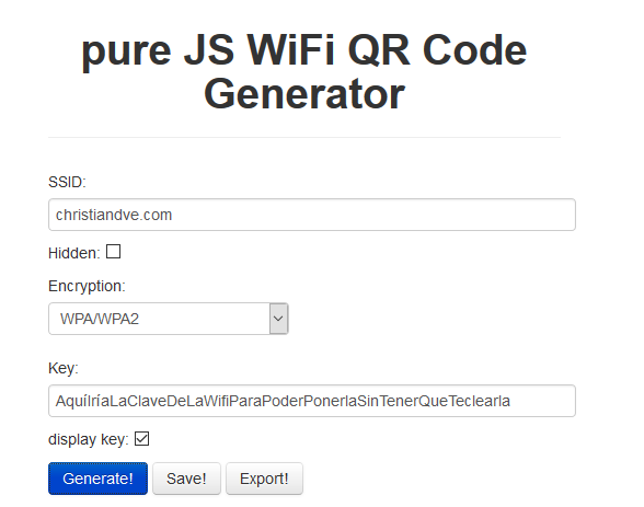 Pure JS WiFi QR Code Generator