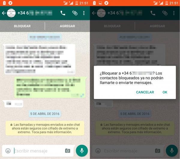 Bloquear a un contacto en terminales con Android