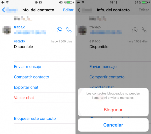 Cómo bloquear un contacto de WhatsApp en iPhone