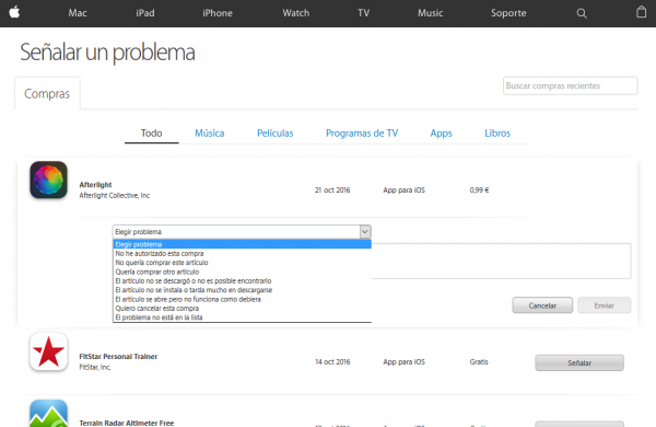 Quiero cancelar la compra de la app, canción, serie, libro, etc. de Apple