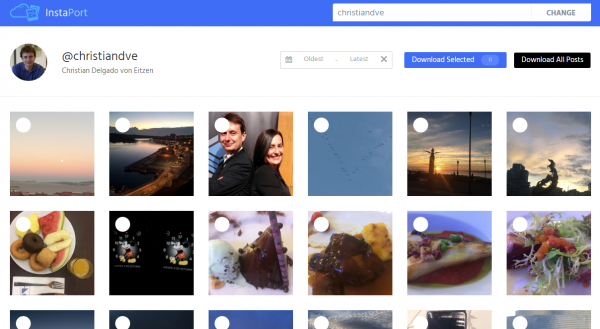 Seleccionar imágenes y vídeos de Instaport para descargarlos de Instagram